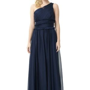 MONIQUE LHUILLIER bridesmaid blue chiffon gown